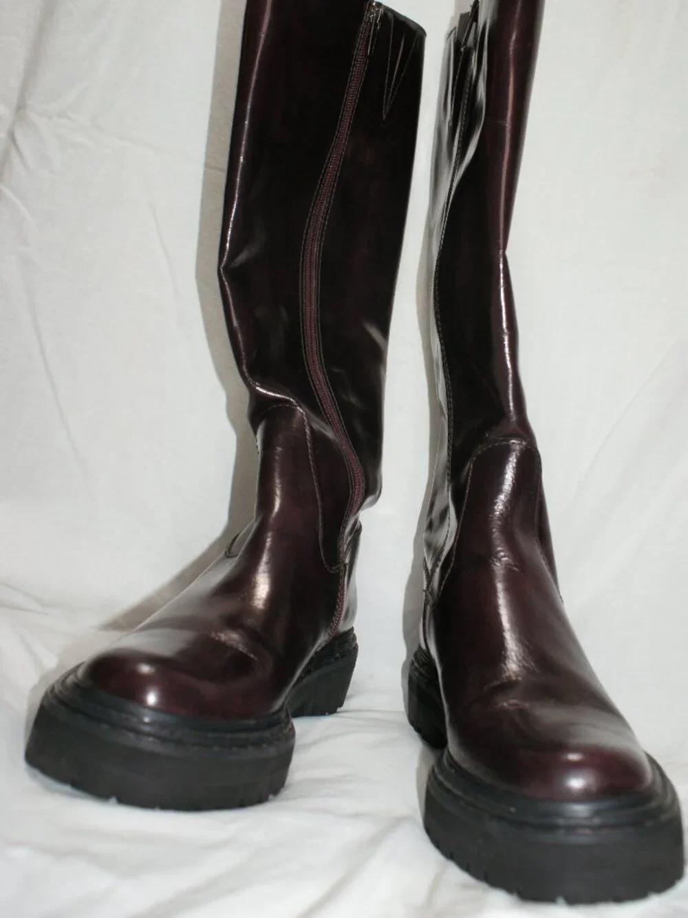 Vince Camuto Wine Leather Lug Sole Tall Boot - 8 - BRAND NEW